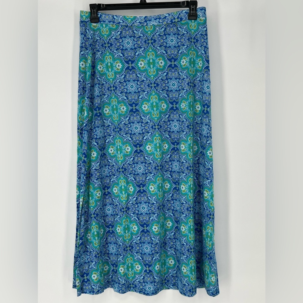 INDIGO GREAT NORTHWEST NWOT Blue and Green Patterned Women's LONG Skirt